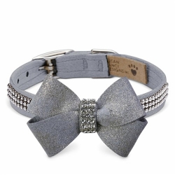 Platinum Glitzerati Nouveau Bow 3 Row Giltmore Collar Roxy & Lulu, wooflink, susan lanci, dog clothes, small dog clothes, urban pup, pooch outfitters, dogo, hip doggie, doggie design, small dog dress, pet clotes, dog boutique. pet boutique, bloomingtails dog boutique, dog raincoat, dog rain coat, pet raincoat, dog shampoo, pet shampoo, dog bathrobe, pet bathrobe, dog carrier, small dog carrier, doggie couture, pet couture, dog football, dog toys, pet toys, dog clothes sale, pet clothes sale, shop local, pet store, dog store, dog chews, pet chews, worthy dog, dog bandana, pet bandana, dog halloween, pet halloween, dog holiday, pet holiday, dog teepee, custom dog clothes, pet pjs, dog pjs, pet pajamas, dog pajamas,dog sweater, pet sweater, dog hat, fabdog, fab dog, dog puffer coat, dog winter ja