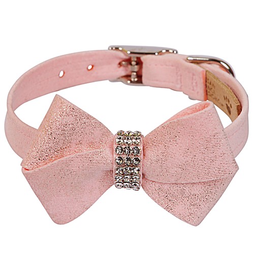 Puppy Pink Glitzerati Nouveau Bow Collar  Roxy & Lulu, wooflink, susan lanci, dog clothes, small dog clothes, urban pup, pooch outfitters, dogo, hip doggie, doggie design, small dog dress, pet clotes, dog boutique. pet boutique, bloomingtails dog boutique, dog raincoat, dog rain coat, pet raincoat, dog shampoo, pet shampoo, dog bathrobe, pet bathrobe, dog carrier, small dog carrier, doggie couture, pet couture, dog football, dog toys, pet toys, dog clothes sale, pet clothes sale, shop local, pet store, dog store, dog chews, pet chews, worthy dog, dog bandana, pet bandana, dog halloween, pet halloween, dog holiday, pet holiday, dog teepee, custom dog clothes, pet pjs, dog pjs, pet pajamas, dog pajamas,dog sweater, pet sweater, dog hat, fabdog, fab dog, dog puffer coat, dog winter ja
