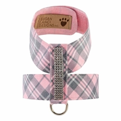 Puppy Pink Plaid 4 Row Giltmore Tinkie Harness Roxy & Lulu, wooflink, susan lanci, dog clothes, small dog clothes, urban pup, pooch outfitters, dogo, hip doggie, doggie design, small dog dress, pet clotes, dog boutique. pet boutique, bloomingtails dog boutique, dog raincoat, dog rain coat, pet raincoat, dog shampoo, pet shampoo, dog bathrobe, pet bathrobe, dog carrier, small dog carrier, doggie couture, pet couture, dog football, dog toys, pet toys, dog clothes sale, pet clothes sale, shop local, pet store, dog store, dog chews, pet chews, worthy dog, dog bandana, pet bandana, dog halloween, pet halloween, dog holiday, pet holiday, dog teepee, custom dog clothes, pet pjs, dog pjs, pet pajamas, dog pajamas,dog sweater, pet sweater, dog hat, fabdog, fab dog, dog puffer coat, dog winter ja