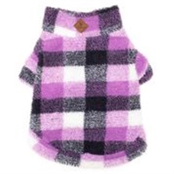 Purple/Navy Plaid Sherpa Pullover with Zipper  wooflink, susan lanci, dog clothes, small dog clothes, urban pup, pooch outfitters, dogo, hip doggie, doggie design, small dog dress, pet clotes, dog boutique. pet boutique, bloomingtails dog boutique, dog raincoat, dog rain coat, pet raincoat, dog shampoo, pet shampoo, dog bathrobe, pet bathrobe, dog carrier, small dog carrier, doggie couture, pet couture, dog football, dog toys, pet toys, dog clothes sale, pet clothes sale, shop local, pet store, dog store, dog chews, pet chews, worthy dog, dog bandana, pet bandana, dog halloween, pet halloween, dog holiday, pet holiday, dog teepee, custom dog clothes, pet pjs, dog pjs, pet pajamas, dog pajamas,dog sweater, pet sweater, dog hat, fabdog, fab dog, dog puffer coat, dog winter jacket, dog col
