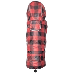 Red/Black Buffalo London Dog Rain Coat   Roxy & Lulu, wooflink, susan lanci, dog clothes, small dog clothes, urban pup, pooch outfitters, dogo, hip doggie, doggie design, small dog dress, pet clotes, dog boutique. pet boutique, bloomingtails dog boutique, dog raincoat, dog rain coat, pet raincoat, dog shampoo, pet shampoo, dog bathrobe, pet bathrobe, dog carrier, small dog carrier, doggie couture, pet couture, dog football, dog toys, pet toys, dog clothes sale, pet clothes sale, shop local, pet store, dog store, dog chews, pet chews, worthy dog, dog bandana, pet bandana, dog halloween, pet halloween, dog holiday, pet holiday, dog teepee, custom dog clothes, pet pjs, dog pjs, pet pajamas, dog pajamas,dog sweater, pet sweater, dog hat, fabdog, fab dog, dog puffer coat, dog winter ja