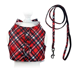Red Plaid Harness Vest & Matching Lead  Roxy & Lulu, wooflink, susan lanci, dog clothes, small dog clothes, urban pup, pooch outfitters, dogo, hip doggie, doggie design, small dog dress, pet clotes, dog boutique. pet boutique, bloomingtails dog boutique, dog raincoat, dog rain coat, pet raincoat, dog shampoo, pet shampoo, dog bathrobe, pet bathrobe, dog carrier, small dog carrier, doggie couture, pet couture, dog football, dog toys, pet toys, dog clothes sale, pet clothes sale, shop local, pet store, dog store, dog chews, pet chews, worthy dog, dog bandana, pet bandana, dog halloween, pet halloween, dog holiday, pet holiday, dog teepee, custom dog clothes, pet pjs, dog pjs, pet pajamas, dog pajamas,dog sweater, pet sweater, dog hat, fabdog, fab dog, dog puffer coat, dog winter ja