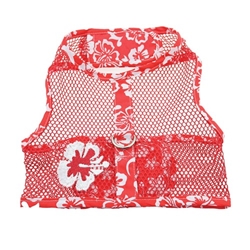 Red & White Hibiscus Flower Cool Mesh Dog Harness with Leash  wooflink, susan lanci, dog clothes, small dog clothes, urban pup, pooch outfitters, dogo, hip doggie, doggie design, small dog dress, pet clotes, dog boutique. pet boutique, bloomingtails dog boutique, dog raincoat, dog rain coat, pet raincoat, dog shampoo, pet shampoo, dog bathrobe, pet bathrobe, dog carrier, small dog carrier, doggie couture, pet couture, dog football, dog toys, pet toys, dog clothes sale, pet clothes sale, shop local, pet store, dog store, dog chews, pet chews, worthy dog, dog bandana, pet bandana, dog halloween, pet halloween, dog holiday, pet holiday, dog teepee, custom dog clothes, pet pjs, dog pjs, pet pajamas, dog pajamas,dog sweater, pet sweater, dog hat, fabdog, fab dog, dog puffer coat, dog winter jacket, dog col