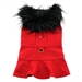 Red Wool Classic Dog Coat Harness with Fur Collar and Matching Leash  - dd-red-coat