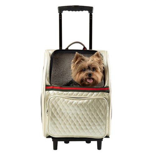 Rolling 3 in 1 Carrier - Ivory Quilted with Stripe petote, dogcarrier, petcarrier, bloomingtails dog boutique, small dog boutique,  pets, dogs, dog boutique, sale dog boutique, rolling dog carrier, dog bag, dog holder, airline approved, pet store, dog store, large dog clothes, pet clothes, doggie couture, new dog carrier, new dog sales, new pet sales, shop sale dogs, dog stores, shop local, clearance dog stuff, pet stuff