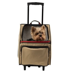 Rolling 3 in 1 Carrier - Khaki with Stripe petote, dogcarrier, petcarrier, bloomingtails dog boutique, small dog boutique,  pets, dogs, dog boutique, sale dog boutique, rolling dog carrier, dog bag, dog holder, airline approved, pet store, dog store, large dog clothes, pet clothes, doggie couture, new dog carrier, new dog sales, new pet sales, shop sale dogs, dog stores, shop local, clearance dog stuff, pet stuff