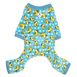 Rubber Duck Fleece Jammies  Roxy & Lulu, wooflink, susan lanci, dog clothes, small dog clothes, urban pup, pooch outfitters, dogo, hip doggie, doggie design, small dog dress, pet clotes, dog boutique. pet boutique, bloomingtails dog boutique, dog raincoat, dog rain coat, pet raincoat, dog shampoo, pet shampoo, dog bathrobe, pet bathrobe, dog carrier, small dog carrier, doggie couture, pet couture, dog football, dog toys, pet toys, dog clothes sale, pet clothes sale, shop local, pet store, dog store, dog chews, pet chews, worthy dog, dog bandana, pet bandana, dog halloween, pet halloween, dog holiday, pet holiday, dog teepee, custom dog clothes, pet pjs, dog pjs, pet pajamas, dog pajamas,dog sweater, pet sweater, dog hat, fabdog, fab dog, dog puffer coat, dog winter ja