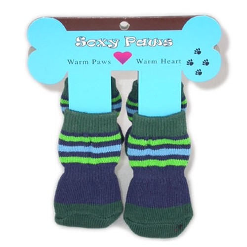 Soxy Paws - Blue & Green Stripe wooflink, susan lanci, dog clothes, small dog clothes, urban pup, pooch outfitters, dogo, hip doggie, doggie design, small dog dress, pet clotes, dog boutique. pet boutique, bloomingtails dog boutique, dog raincoat, dog rain coat, pet raincoat, dog shampoo, pet shampoo, dog bathrobe, pet bathrobe, dog carrier, small dog carrier, doggie couture, pet couture, dog football, dog toys, pet toys, dog clothes sale, pet clothes sale, shop local, pet store, dog store, dog chews, pet chews, worthy dog, dog bandana, pet bandana, dog halloween, pet halloween, dog holiday, pet holiday, dog teepee, custom dog clothes, pet pjs, dog pjs, pet pajamas, dog pajamas,dog sweater, pet sweater, dog hat, fabdog, fab dog, dog puffer coat, dog winter jacket, dog col
