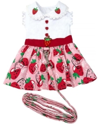 Strawberry Picnic Dog Dress with Matching Leash  wooflink, susan lanci, dog clothes, small dog clothes, urban pup, pooch outfitters, dogo, hip doggie, doggie design, small dog dress, pet clotes, dog boutique. pet boutique, bloomingtails dog boutique, dog raincoat, dog rain coat, pet raincoat, dog shampoo, pet shampoo, dog bathrobe, pet bathrobe, dog carrier, small dog carrier, doggie couture, pet couture, dog football, dog toys, pet toys, dog clothes sale, pet clothes sale, shop local, pet store, dog store, dog chews, pet chews, worthy dog, dog bandana, pet bandana, dog halloween, pet halloween, dog holiday, pet holiday, dog teepee, custom dog clothes, pet pjs, dog pjs, pet pajamas, dog pajamas,dog sweater, pet sweater, dog hat, fabdog, fab dog, dog puffer coat, dog winter jacket, dog col
