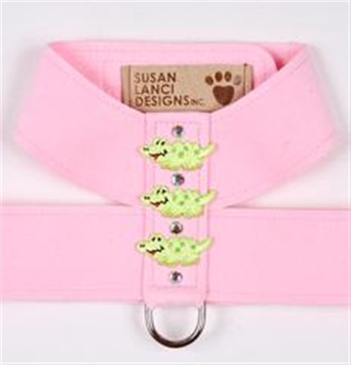 Tinkie Embroidered Alligators in Green  Harness by Susan Lanci in Many Colors  wooflink, susan lanci, dog clothes, small dog clothes, urban pup, pooch outfitters, dogo, hip doggie, doggie design, small dog dress, pet clotes, dog boutique. pet boutique, bloomingtails dog boutique, dog raincoat, dog rain coat, pet raincoat, dog shampoo, pet shampoo, dog bathrobe, pet bathrobe, dog carrier, small dog carrier, doggie couture, pet couture, dog football, dog toys, pet toys, dog clothes sale, pet clothes sale, shop local, pet store, dog store, dog chews, pet chews, worthy dog, dog bandana, pet bandana, dog halloween, pet halloween, dog holiday, pet holiday, dog teepee, custom dog clothes, pet pjs, dog pjs, pet pajamas, dog pajamas,dog sweater, pet sweater, dog hat, fabdog, fab dog, dog puffer coat, dog winter jacket, dog col