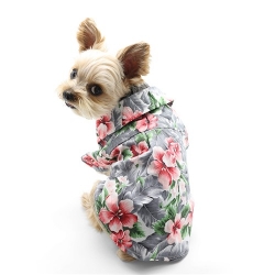 Tropical Floral Gray Dog Shirt  Roxy & Lulu, wooflink, susan lanci, dog clothes, small dog clothes, urban pup, pooch outfitters, dogo, hip doggie, doggie design, small dog dress, pet clotes, dog boutique. pet boutique, bloomingtails dog boutique, dog raincoat, dog rain coat, pet raincoat, dog shampoo, pet shampoo, dog bathrobe, pet bathrobe, dog carrier, small dog carrier, doggie couture, pet couture, dog football, dog toys, pet toys, dog clothes sale, pet clothes sale, shop local, pet store, dog store, dog chews, pet chews, worthy dog, dog bandana, pet bandana, dog halloween, pet halloween, dog holiday, pet holiday, dog teepee, custom dog clothes, pet pjs, dog pjs, pet pajamas, dog pajamas,dog sweater, pet sweater, dog hat, fabdog, fab dog, dog puffer coat, dog winter ja