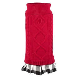 Turtleneck Red/Buffalo Pet Dress   Roxy & Lulu, wooflink, susan lanci, dog clothes, small dog clothes, urban pup, pooch outfitters, dogo, hip doggie, doggie design, small dog dress, pet clotes, dog boutique. pet boutique, bloomingtails dog boutique, dog raincoat, dog rain coat, pet raincoat, dog shampoo, pet shampoo, dog bathrobe, pet bathrobe, dog carrier, small dog carrier, doggie couture, pet couture, dog football, dog toys, pet toys, dog clothes sale, pet clothes sale, shop local, pet store, dog store, dog chews, pet chews, worthy dog, dog bandana, pet bandana, dog halloween, pet halloween, dog holiday, pet holiday, dog teepee, custom dog clothes, pet pjs, dog pjs, pet pajamas, dog pajamas,dog sweater, pet sweater, dog hat, fabdog, fab dog, dog puffer coat, dog winter ja
