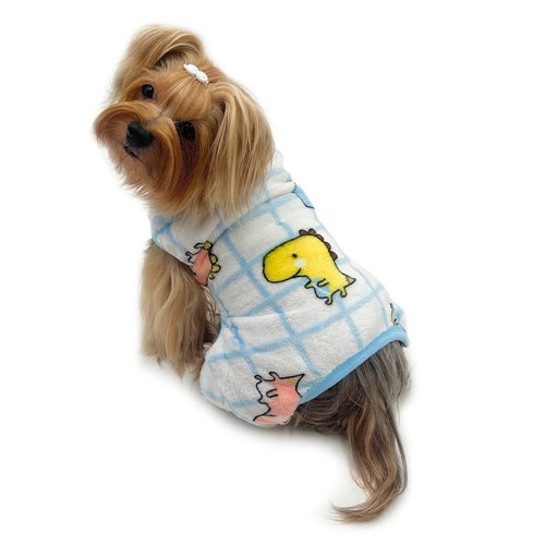 Ultra Plush Colorful Dinos Sleeveless Pjs Roxy & Lulu, wooflink, susan lanci, dog clothes, small dog clothes, urban pup, pooch outfitters, dogo, hip doggie, doggie design, small dog dress, pet clotes, dog boutique. pet boutique, bloomingtails dog boutique, dog raincoat, dog rain coat, pet raincoat, dog shampoo, pet shampoo, dog bathrobe, pet bathrobe, dog carrier, small dog carrier, doggie couture, pet couture, dog football, dog toys, pet toys, dog clothes sale, pet clothes sale, shop local, pet store, dog store, dog chews, pet chews, worthy dog, dog bandana, pet bandana, dog halloween, pet halloween, dog holiday, pet holiday, dog teepee, custom dog clothes, pet pjs, dog pjs, pet pajamas, dog pajamas,dog sweater, pet sweater, dog hat, fabdog, fab dog, dog puffer coat, dog winter ja