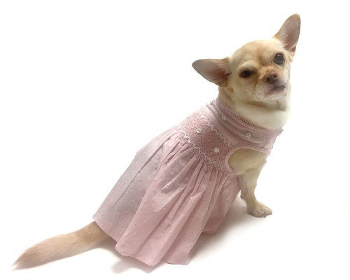 Undottedly Pink Hand Smocked Dress by Oscar Newman  Roxy & Lulu, wooflink, susan lanci, dog clothes, small dog clothes, urban pup, pooch outfitters, dogo, hip doggie, doggie design, small dog dress, pet clotes, dog boutique. pet boutique, bloomingtails dog boutique, dog raincoat, dog rain coat, pet raincoat, dog shampoo, pet shampoo, dog bathrobe, pet bathrobe, dog carrier, small dog carrier, doggie couture, pet couture, dog football, dog toys, pet toys, dog clothes sale, pet clothes sale, shop local, pet store, dog store, dog chews, pet chews, worthy dog, dog bandana, pet bandana, dog halloween, pet halloween, dog holiday, pet holiday, dog teepee, custom dog clothes, pet pjs, dog pjs, pet pajamas, dog pajamas,dog sweater, pet sweater, dog hat, fabdog, fab dog, dog puffer coat, dog winter ja