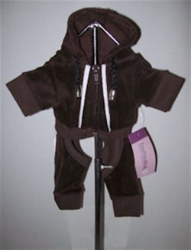 Velour Tracksuit -  Brown  wooflink, susan lanci, dog clothes, small dog clothes, urban pup, pooch outfitters, dogo, hip doggie, doggie design, small dog dress, pet clotes, dog boutique. pet boutique, bloomingtails dog boutique, dog raincoat, dog rain coat, pet raincoat, dog shampoo, pet shampoo, dog bathrobe, pet bathrobe, dog carrier, small dog carrier, doggie couture, pet couture, dog football, dog toys, pet toys, dog clothes sale, pet clothes sale, shop local, pet store, dog store, dog chews, pet chews, worthy dog, dog bandana, pet bandana, dog halloween, pet halloween, dog holiday, pet holiday, dog teepee, custom dog clothes, pet pjs, dog pjs, pet pajamas, dog pajamas,dog sweater, pet sweater, dog hat, fabdog, fab dog, dog puffer coat, dog winter jacket, dog col