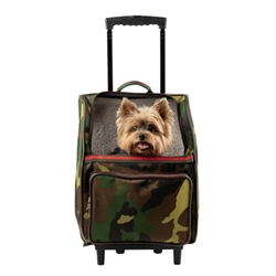 Rolling 3 in 1 Carrier - Camo With Stripe petote, dogcarrier, petcarrier, bloomingtails dog boutique, small dog boutique,  pets, dogs, dog boutique, sale dog boutique, rolling dog carrier, dog bag, dog holder, airline approved, pet store, dog store, large dog clothes, pet clothes, doggie couture, new dog carrier, new dog sales, new pet sales, shop sale dogs, dog stores, shop local, clearance dog stuff, pet stuff