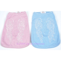 Angel Wings Tee in Pink or Blue wooflink, susan lanci, dog clothes, small dog clothes, urban pup, pooch outfitters, dogo, hip doggie, doggie design, small dog dress, pet clotes, dog boutique. pet boutique, bloomingtails dog boutique, dog raincoat, dog rain coat, pet raincoat, dog shampoo, pet shampoo, dog bathrobe, pet bathrobe, dog carrier, small dog carrier, doggie couture, pet couture, dog football, dog toys, pet toys, dog clothes sale, pet clothes sale, shop local, pet store, dog store, dog chews, pet chews, worthy dog, dog bandana, pet bandana, dog halloween, pet halloween, dog holiday, pet holiday, dog teepee, custom dog clothes, pet pjs, dog pjs, pet pajamas, dog pajamas,dog sweater, pet sweater, dog hat, fabdog, fab dog, dog puffer coat, dog winter jacket, dog col