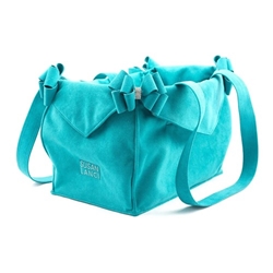 Montego Blue Double Nouveau Bow Luxury Carrier susan lanci, pet susan lanci, lanci pet carrier, susan lanci dog carrier, susan lanci montego blue,petote, dogcarrier, petcarrier, bloomingtails dog boutique, small dog boutique,  pets, dogs, dog boutique, sale dog boutique, rolling dog carrier, dog bag, dog holder, airline approved, pet store, dog store, large dog clothes, pet clothes, doggie couture, new dog carrier, new dog sales, new pet sales, shop sale dogs, dog stores, shop local, clearance dog stuff, pet stuff
