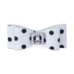 Black & White Polka Dot Big Bow Hair Bow by Susan Lanci wooflink, susan lanci, dog clothes, small dog clothes, urban pup, pooch outfitters, dogo, hip doggie, doggie design, small dog dress, pet clotes, dog boutique. pet boutique, bloomingtails dog boutique, dog raincoat, dog rain coat, pet raincoat, dog shampoo, pet shampoo, dog bathrobe, pet bathrobe, dog carrier, small dog carrier, doggie couture, pet couture, dog football, dog toys, pet toys, dog clothes sale, pet clothes sale, shop local, pet store, dog store, dog chews, pet chews, worthy dog, dog bandana, pet bandana, dog halloween, pet halloween, dog holiday, pet holiday, dog teepee, custom dog clothes, pet pjs, dog pjs, pet pajamas, dog pajamas,dog sweater, pet sweater, dog hat, fabdog, fab dog, dog puffer coat, dog winter jacket, dog col
