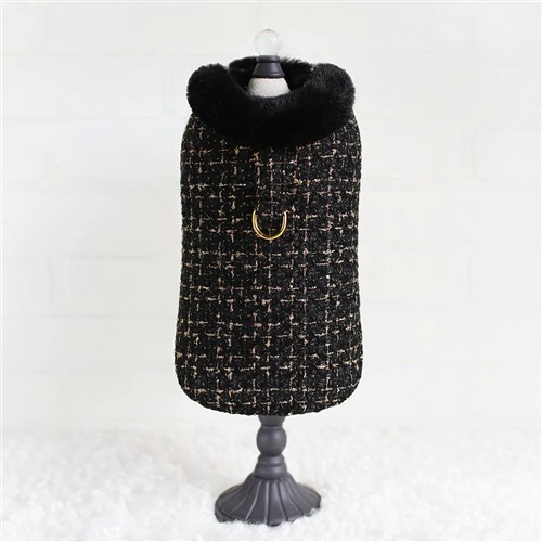 Limited Edition Chantel Tweed Coat in Black dog coat, pet coat, dog winter coat, pet winter coat, fashion coat, dog tweed, dig handmade, pet tweed, small dog coat, small pet coat,dog harness, pet harness, dog, pet, dog boutique, pet boutique, sale dogs, pet sale, dog store, pet store, doggie couture, bloomingtails dog boutique, new dog designs, new pet design, chanel harness, chanel pet harness, chanel dog harness, dog spring designs, harness sale, harness clearance, hello doggie