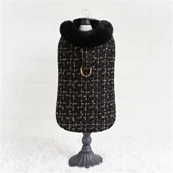 Limited Edition Chanel Tweed Coat in Black dog coat, pet coat, dog winter coat, pet winter coat, fashion coat, dog tweed, dig handmade, pet tweed, small dog coat, small pet coat,dog harness, pet harness, dog, pet, dog boutique, pet boutique, sale dogs, pet sale, dog store, pet store, doggie couture, bloomingtails dog boutique, new dog designs, new pet design, chanel harness, chanel pet harness, chanel dog harness, dog spring designs, harness sale, harness clearance, hello doggie