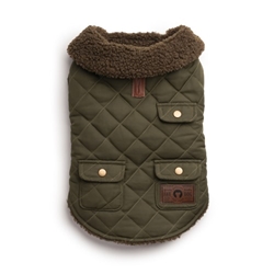 Olive Quilted Shearling Jacket Roxy & Lulu, wooflink, susan lanci, dog clothes, small dog clothes, urban pup, pooch outfitters, dogo, hip doggie, doggie design, small dog dress, pet clotes, dog boutique. pet boutique, bloomingtails dog boutique, dog raincoat, dog rain coat, pet raincoat, dog shampoo, pet shampoo, dog bathrobe, pet bathrobe, dog carrier, small dog carrier, doggie couture, pet couture, dog football, dog toys, pet toys, dog clothes sale, pet clothes sale, shop local, pet store, dog store, dog chews, pet chews, worthy dog, dog bandana, pet bandana, dog halloween, pet halloween, dog holiday, pet holiday, dog teepee, custom dog clothes, pet pjs, dog pjs, pet pajamas, dog pajamas,dog sweater, pet sweater, dog hat, fabdog, fab dog, dog puffer coat, dog winter ja