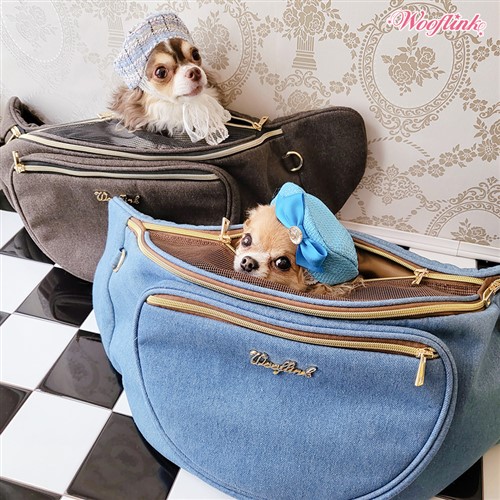 Hug Me Bag in Denim by Wooflink Roxy & Lulu, wooflink, susan lanci, dog clothes, small dog clothes, urban pup, pooch outfitters, dogo, hip doggie, doggie design, small dog dress, pet clotes, dog boutique. pet boutique, bloomingtails dog boutique, dog raincoat, dog rain coat, pet raincoat, dog shampoo, pet shampoo, dog bathrobe, pet bathrobe, dog carrier, small dog carrier, doggie couture, pet couture, dog football, dog toys, pet toys, dog clothes sale, pet clothes sale, shop local, pet store, dog store, dog chews, pet chews, worthy dog, dog bandana, pet bandana, dog halloween, pet halloween, dog holiday, pet holiday, dog teepee, custom dog clothes, pet pjs, dog pjs, pet pajamas, dog pajamas,dog sweater, pet sweater, dog hat, fabdog, fab dog, dog puffer coat, dog winter ja