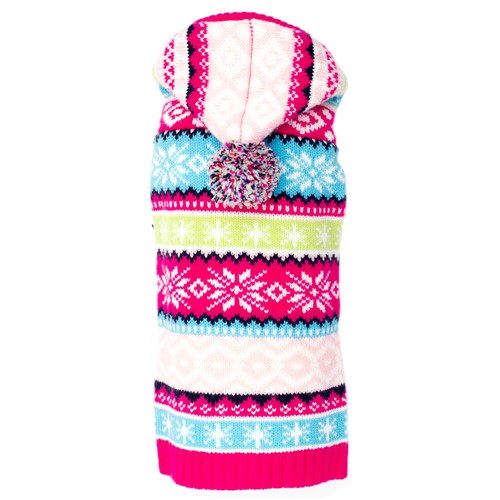 Fairisle Pink  Hoodie Sweater Roxy & Lulu, wooflink, susan lanci, dog clothes, small dog clothes, urban pup, pooch outfitters, dogo, hip doggie, doggie design, small dog dress, pet clotes, dog boutique. pet boutique, bloomingtails dog boutique, dog raincoat, dog rain coat, pet raincoat, dog shampoo, pet shampoo, dog bathrobe, pet bathrobe, dog carrier, small dog carrier, doggie couture, pet couture, dog football, dog toys, pet toys, dog clothes sale, pet clothes sale, shop local, pet store, dog store, dog chews, pet chews, worthy dog, dog bandana, pet bandana, dog halloween, pet halloween, dog holiday, pet holiday, dog teepee, custom dog clothes, pet pjs, dog pjs, pet pajamas, dog pajamas,dog sweater, pet sweater, dog hat, fabdog, fab dog, dog puffer coat, dog winter ja
