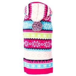 Fairisle Pink  Hoodie Sweater Roxy & Lulu, wooflink, susan lanci, dog clothes, small dog clothes, urban pup, pooch outfitters, dogo, hip doggie, doggie design, small dog dress, pet clotes, dog boutique. pet boutique, bloomingtails dog boutique, dog raincoat, dog rain coat, pet raincoat, dog shampoo, pet shampoo, dog bathrobe, pet bathrobe, dog carrier, small dog carrier, doggie couture, pet couture, dog football, dog toys, pet toys, dog clothes sale, pet clothes sale, shop local, pet store, dog store, dog chews, pet chews, worthy dog, dog bandana, pet bandana, dog halloween, pet halloween, dog holiday, pet holiday, dog teepee, custom dog clothes, pet pjs, dog pjs, pet pajamas, dog pajamas,dog sweater, pet sweater, dog hat, fabdog, fab dog, dog puffer coat, dog winter ja