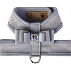 Platinum Really Big Bow Tinkie Harness with Platinum Trim Roxy & Lulu, wooflink, susan lanci, dog clothes, small dog clothes, urban pup, pooch outfitters, dogo, hip doggie, doggie design, small dog dress, pet clotes, dog boutique. pet boutique, bloomingtails dog boutique, dog raincoat, dog rain coat, pet raincoat, dog shampoo, pet shampoo, dog bathrobe, pet bathrobe, dog carrier, small dog carrier, doggie couture, pet couture, dog football, dog toys, pet toys, dog clothes sale, pet clothes sale, shop local, pet store, dog store, dog chews, pet chews, worthy dog, dog bandana, pet bandana, dog halloween, pet halloween, dog holiday, pet holiday, dog teepee, custom dog clothes, pet pjs, dog pjs, pet pajamas, dog pajamas,dog sweater, pet sweater, dog hat, fabdog, fab dog, dog puffer coat, dog winter ja