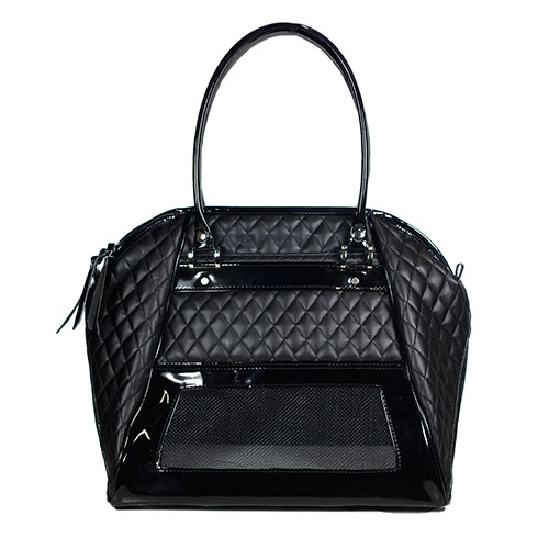 Haylee Black Quilted Luxe Dog Carrier Roxy & Lulu, wooflink, susan lanci, dog clothes, small dog clothes, urban pup, pooch outfitters, dogo, hip doggie, doggie design, small dog dress, pet clotes, dog boutique. pet boutique, bloomingtails dog boutique, dog raincoat, dog rain coat, pet raincoat, dog shampoo, pet shampoo, dog bathrobe, pet bathrobe, dog carrier, small dog carrier, doggie couture, pet couture, dog football, dog toys, pet toys, dog clothes sale, pet clothes sale, shop local, pet store, dog store, dog chews, pet chews, worthy dog, dog bandana, pet bandana, dog halloween, pet halloween, dog holiday, pet holiday, dog teepee, custom dog clothes, pet pjs, dog pjs, pet pajamas, dog pajamas,dog sweater, pet sweater, dog hat, fabdog, fab dog, dog puffer coat, dog winter ja