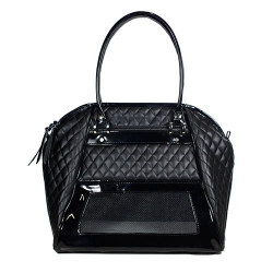 Haylee Black Quilted Luxe Dog Carrier Roxy & Lulu, wooflink, susan lanci, dog clothes, small dog clothes, urban pup, pooch outfitters, dogo, hip doggie, doggie design, small dog dress, pet clotes, dog boutique. pet boutique, bloomingtails dog boutique, dog raincoat, dog rain coat, pet raincoat, dog shampoo, pet shampoo, dog bathrobe, pet bathrobe, dog carrier, small dog carrier, doggie couture, pet couture, dog football, dog toys, pet toys, dog clothes sale, pet clothes sale, shop local, pet store, dog store, dog chews, pet chews, worthy dog, dog bandana, pet bandana, dog halloween, pet halloween, dog holiday, pet holiday, dog teepee, custom dog clothes, pet pjs, dog pjs, pet pajamas, dog pajamas,dog sweater, pet sweater, dog hat, fabdog, fab dog, dog puffer coat, dog winter ja