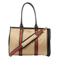 JL Duffel - Khaki with Stripe petote, dogcarrier, petcarrier, bloomingtails dog boutique, small dog boutique,  pets, dogs, dog boutique, sale dog boutique, rolling dog carrier, dog bag, dog holder, airline approved, pet store, dog store, large dog clothes, pet clothes, doggie couture, new dog carrier, new dog sales, new pet sales, shop sale dogs, dog stores, shop local, clearance dog stuff, pet stuff