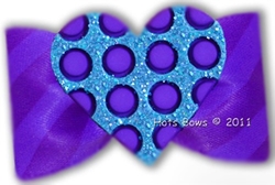 Dog Bows - Love Games in Turquoise & Purple Roxy & Lulu, wooflink, susan lanci, dog clothes, small dog clothes,  doggie design, small dog dress, pet clotes, dog boutique. pet boutique, bloomingtails dog boutique, dog raincoat, dog rain coat, pet raincoat, dog shampoo, pet shampoo, dog bathrobe, pet bathrobe, dog carrier, small dog carrier, doggie couture, pet couture, dog football, dog toys, pet toys, dog clothes sale, pet clothes sale, shop local, pet store, dog store, dog chews, pet chews, worthy dog, dog bandana, pet bandana, dog halloween, pet halloween, dog holiday, pet holiday, dog teepee, custom dog clothes, pet pjs, dog pjs, pet pajamas, dog pajamas,dog sweater, pet sweater, dog hat, fabdog, fab dog, dog puffer coat, dog winter ja