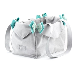 Mint & Bimini Blue Double Nouveau Bow Luxury Carrier susan lanci, susan lanci pet carrier, susan lanci dog bag, luxury dog bag,petote, dogcarrier, petcarrier, bloomingtails dog boutique, small dog boutique,  pets, dogs, dog boutique, sale dog boutique, rolling dog carrier, dog bag, dog holder, airline approved, pet store, dog store, large dog clothes, pet clothes, doggie couture, new dog carrier, new dog sales, new pet sales, shop sale dogs, dog stores, shop local, clearance dog stuff, pet stuff