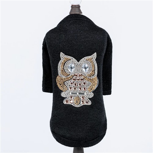Night Owl Sweater by Hello Doggie Roxy & Lulu, wooflink, susan lanci, dog clothes, small dog clothes, urban pup, pooch outfitters, dogo, hip doggie, doggie design, small dog dress, pet clotes, dog boutique. pet boutique, bloomingtails dog boutique, dog raincoat, dog rain coat, pet raincoat, dog shampoo, pet shampoo, dog bathrobe, pet bathrobe, dog carrier, small dog carrier, doggie couture, pet couture, dog football, dog toys, pet toys, dog clothes sale, pet clothes sale, shop local, pet store, dog store, dog chews, pet chews, worthy dog, dog bandana, pet bandana, dog halloween, pet halloween, dog holiday, pet holiday, dog teepee, custom dog clothes, pet pjs, dog pjs, pet pajamas, dog pajamas,dog sweater, pet sweater, dog hat, fabdog, fab dog, dog puffer coat, dog winter ja