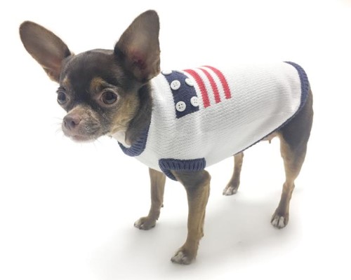 Patriotic Sweater by Oscar Newman wooflink, susan lanci, dog clothes, small dog clothes, urban pup, pooch outfitters, dogo, hip doggie, doggie design, small dog dress, pet clotes, dog boutique. pet boutique, bloomingtails dog boutique, dog raincoat, dog rain coat, pet raincoat, dog shampoo, pet shampoo, dog bathrobe, pet bathrobe, dog carrier, small dog carrier, doggie couture, pet couture, dog football, dog toys, pet toys, dog clothes sale, pet clothes sale, shop local, pet store, dog store, dog chews, pet chews, worthy dog, dog bandana, pet bandana, dog halloween, pet halloween, dog holiday, pet holiday, dog teepee, custom dog clothes, pet pjs, dog pjs, pet pajamas, dog pajamas,dog sweater, pet sweater, dog hat, fabdog, fab dog, dog puffer coat, dog winter jacket, dog col