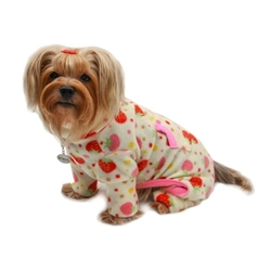 Yummy Strawberry Fleece Jammies Roxy & Lulu, wooflink, susan lanci, dog clothes, small dog clothes, urban pup, pooch outfitters, dogo, hip doggie, doggie design, small dog dress, pet clotes, dog boutique. pet boutique, bloomingtails dog boutique, dog raincoat, dog rain coat, pet raincoat, dog shampoo, pet shampoo, dog bathrobe, pet bathrobe, dog carrier, small dog carrier, doggie couture, pet couture, dog football, dog toys, pet toys, dog clothes sale, pet clothes sale, shop local, pet store, dog store, dog chews, pet chews, worthy dog, dog bandana, pet bandana, dog halloween, pet halloween, dog holiday, pet holiday, dog teepee, custom dog clothes, pet pjs, dog pjs, pet pajamas, dog pajamas,dog sweater, pet sweater, dog hat, fabdog, fab dog, dog puffer coat, dog winter ja