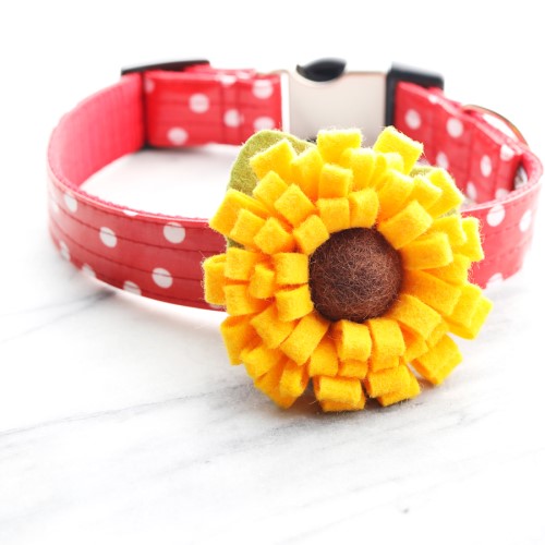 Sunflower Dog Collar Flower Roxy & Lulu, wooflink, susan lanci, dog clothes, small dog clothes, urban pup, pooch outfitters, dogo, hip doggie, doggie design, small dog dress, pet clotes, dog boutique. pet boutique, bloomingtails dog boutique, dog raincoat, dog rain coat, pet raincoat, dog shampoo, pet shampoo, dog bathrobe, pet bathrobe, dog carrier, small dog carrier, doggie couture, pet couture, dog football, dog toys, pet toys, dog clothes sale, pet clothes sale, shop local, pet store, dog store, dog chews, pet chews, worthy dog, dog bandana, pet bandana, dog halloween, pet halloween, dog holiday, pet holiday, dog teepee, custom dog clothes, pet pjs, dog pjs, pet pajamas, dog pajamas,dog sweater, pet sweater, dog hat, fabdog, fab dog, dog puffer coat, dog winter ja