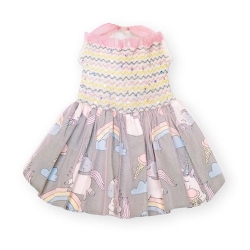 Collectors Edition Rainbows, Magic & Unicorn Hand Smocked Dress  rainbows magic unicorns dress, dog dresss, pet dress, oscar newman, oscar newman dog cress, collectors edition dog dressdog coat, pet coat, dog winter coat, pet winter coat, fashion coat, dog tweed, dig handmade, pet tweed, small dog coat, small pet coat,dog harness, pet harness, dog, pet, dog boutique, pet boutique, sale dogs, pet sale, dog store, pet store, doggie couture, bloomingtails dog boutique, new dog designs, new pet design, chanel harness, chanel pet harness, chanel dog harness, dog spring designs, harness sale, harness clearance, hello doggie
