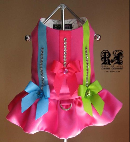 Pink Voltage Couture Harness Dress Roxy & Lulu, wooflink, susan lanci, dog clothes, small dog clothes, urban pup, pooch outfitters, dogo, hip doggie, doggie design, small dog dress, pet clotes, dog boutique. pet boutique, bloomingtails dog boutique, dog raincoat, dog rain coat, pet raincoat, dog shampoo, pet shampoo, dog bathrobe, pet bathrobe, dog carrier, small dog carrier, doggie couture, pet couture, dog football, dog toys, pet toys, dog clothes sale, pet clothes sale, shop local, pet store, dog store, dog chews, pet chews, worthy dog, dog bandana, pet bandana, dog halloween, pet halloween, dog holiday, pet holiday, dog teepee, custom dog clothes, pet pjs, dog pjs, pet pajamas, dog pajamas,dog sweater, pet sweater, dog hat, fabdog, fab dog, dog puffer coat, dog winter ja
