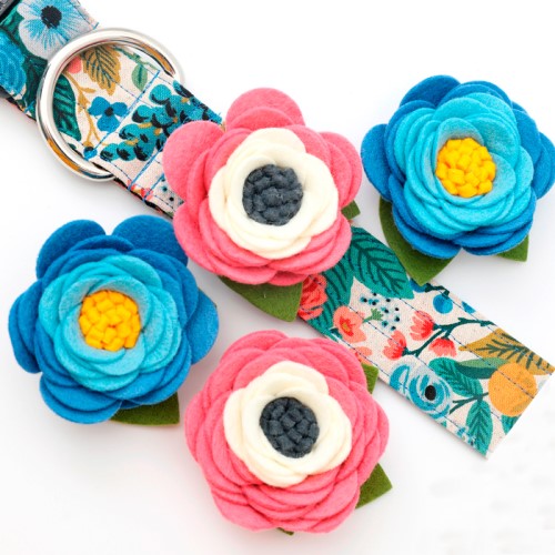 Wildflower Dog Collar Flower Collection Roxy & Lulu, wooflink, susan lanci, dog clothes, small dog clothes, urban pup, pooch outfitters, dogo, hip doggie, doggie design, small dog dress, pet clotes, dog boutique. pet boutique, bloomingtails dog boutique, dog raincoat, dog rain coat, pet raincoat, dog shampoo, pet shampoo, dog bathrobe, pet bathrobe, dog carrier, small dog carrier, doggie couture, pet couture, dog football, dog toys, pet toys, dog clothes sale, pet clothes sale, shop local, pet store, dog store, dog chews, pet chews, worthy dog, dog bandana, pet bandana, dog halloween, pet halloween, dog holiday, pet holiday, dog teepee, custom dog clothes, pet pjs, dog pjs, pet pajamas, dog pajamas,dog sweater, pet sweater, dog hat, fabdog, fab dog, dog puffer coat, dog winter ja