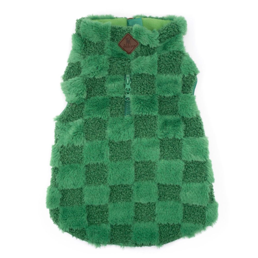 Green Fur Check 1/4 Zip Pullover Roxy & Lulu, wooflink, susan lanci, dog clothes, small dog clothes, urban pup, pooch outfitters, dogo, hip doggie, doggie design, small dog dress, pet clotes, dog boutique. pet boutique, bloomingtails dog boutique, dog raincoat, dog rain coat, pet raincoat, dog shampoo, pet shampoo, dog bathrobe, pet bathrobe, dog carrier, small dog carrier, doggie couture, pet couture, dog football, dog toys, pet toys, dog clothes sale, pet clothes sale, shop local, pet store, dog store, dog chews, pet chews, worthy dog, dog bandana, pet bandana, dog halloween, pet halloween, dog holiday, pet holiday, dog teepee, custom dog clothes, pet pjs, dog pjs, pet pajamas, dog pajamas,dog sweater, pet sweater, dog hat, fabdog, fab dog, dog puffer coat, dog winter ja