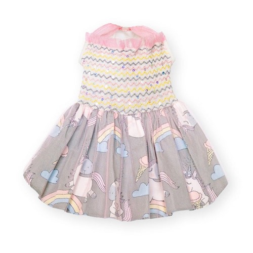 Collectors Edition Rainbows, Magic & Unicorn Hand Smocked Dress  rainbows magic unicorns dress, dog dresss, pet dress, oscar newman, oscar newman dog cress, collectors edition dog dressdog coat, pet coat, dog winter coat, pet winter coat, fashion coat, dog tweed, dig handmade, pet tweed, small dog coat, small pet coat,dog harness, pet harness, dog, pet, dog boutique, pet boutique, sale dogs, pet sale, dog store, pet store, doggie couture, bloomingtails dog boutique, new dog designs, new pet design, chanel harness, chanel pet harness, chanel dog harness, dog spring designs, harness sale, harness clearance, hello doggie
